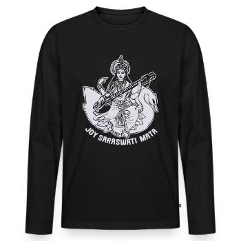 Déesse Saraswati Hindu - T-shirt manches longues Premium bio Homme - noir - Devant - Nico (187cm)