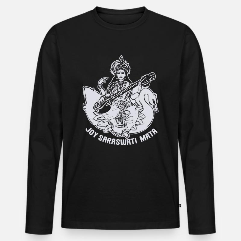 Göttin Saraswati Hindu - Männer Premium Bio Langarmshirt - Schwarz