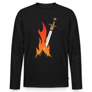 Feu Épée de feu Épée de Feu - T-shirt manches longues Premium bio Homme - noir - Devant - Nico (187cm)