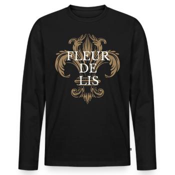 Fleur de Lis - Men's Premium Organic Long Sleeve Shirt - black - Front - Nico (187cm)