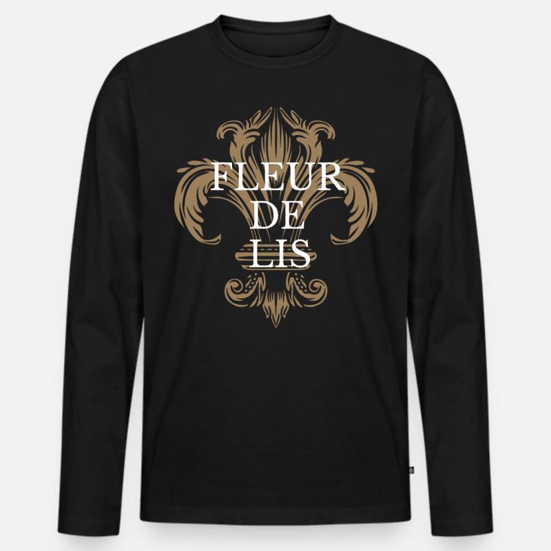 Fleur de Lis - Männer Premium Bio Langarmshirt - Schwarz