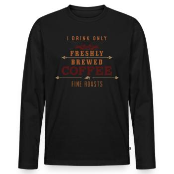 Frischer Kaffee - Männer Premium Bio Langarmshirt - Schwarz - Vorne - Nico (187cm)