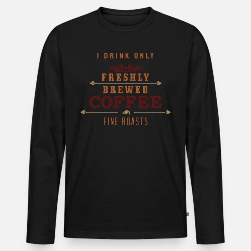Frischer Kaffee - Männer Premium Bio Langarmshirt - Schwarz