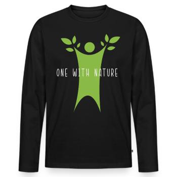 Un avec la nature - T-shirt manches longues Premium bio Homme - noir - Devant - Nico (187cm)