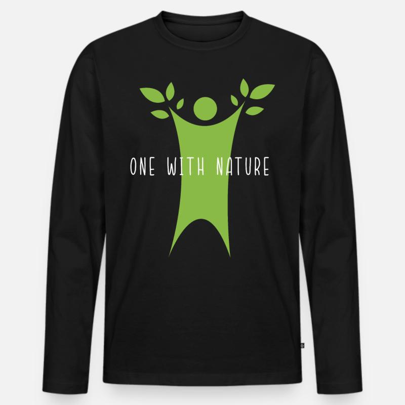 Eins mit der Natur - Männer Premium Bio Langarmshirt - Schwarz