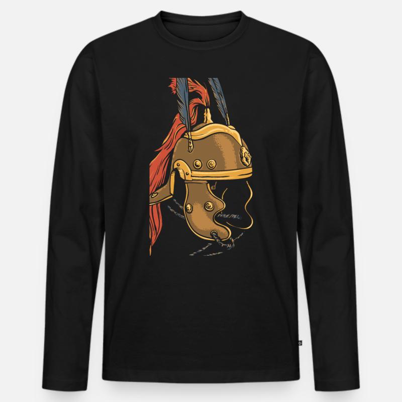 Gladiatoren Helm - Männer Premium Bio Langarmshirt - Schwarz