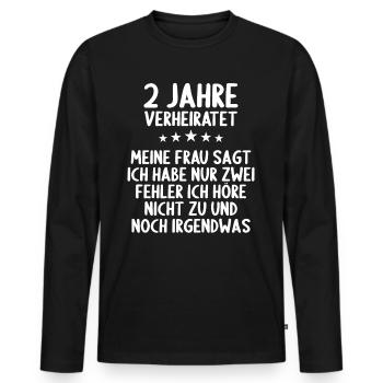 2 Jahre verheiratet lustig 2. Hochzeitstag - Männer Premium Bio Langarmshirt - Schwarz - Vorne - Nico (187cm)