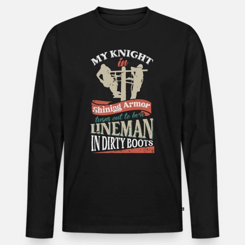Elektrischer Lineman - Männer Premium Bio Langarmshirt - Schwarz