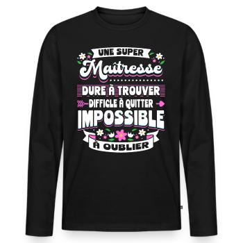 Une Super Maîtresse - T-shirt manches longues Premium bio Homme - noir - Devant - Nico (187cm)