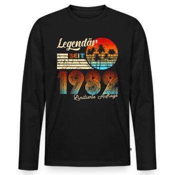 39. Geburtstag Legendär Seit 1982 - Männer Premium Bio Langarmshirt - Schwarz - Vorne - Nico (187cm)
