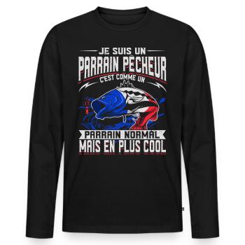 Pêcheur Poisson Parrain Pêcheur - T-shirt manches longues Premium bio Homme - noir - Devant - Nico (187cm)