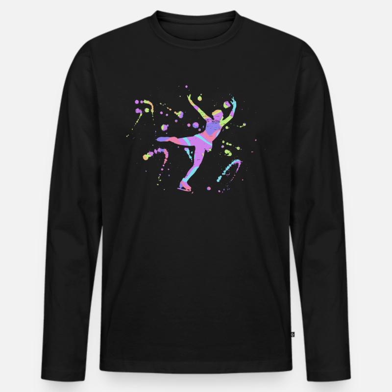 Eisläufer Eiskunstlauf Silhouette - Männer Premium Bio Langarmshirt - Schwarz