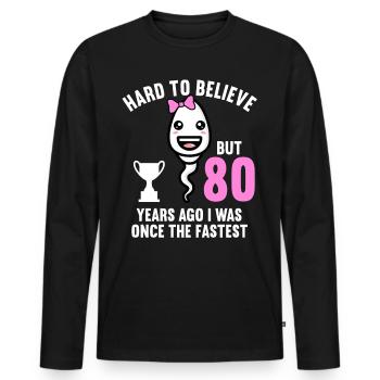 80 Jahre vor 80 Jahren schnellste 80. Geburtstag - Männer Premium Bio Langarmshirt - Schwarz - Vorne - Nico (187cm)