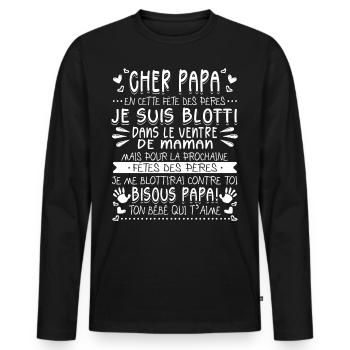 Futur Papa Fête Des Pères Futur Père - T-shirt manches longues Premium bio Homme - noir - Devant - Nico (187cm)