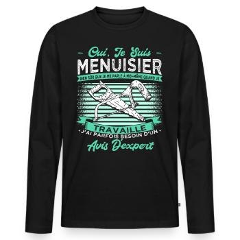 Menuisier Humour - T-shirt manches longues Premium bio Homme - noir - Devant - Nico (187cm)