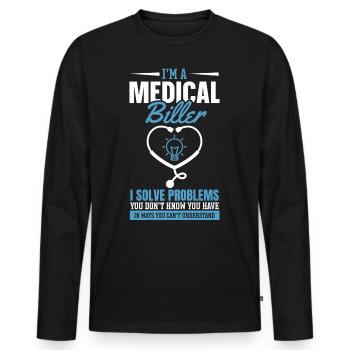 Codage médical ICD Je suis un facturier médical - T-shirt manches longues Premium bio Homme - noir - Devant - Nico (187cm)