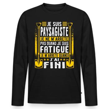 Paysagiste Jardinier Paysagiste Aménagement - T-shirt manches longues Premium bio Homme - noir - Devant - Nico (187cm)