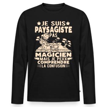 Drôle Paysagiste Paysage Jardinier Paysagiste - T-shirt manches longues Premium bio Homme - noir - Devant - Nico (187cm)