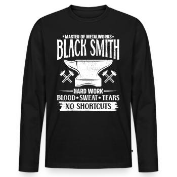 Forgeron Forgeron - T-shirt manches longues Premium bio Homme - noir - Devant - Nico (187cm)