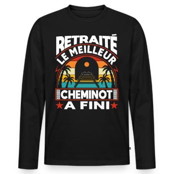 Retraitée Cheminot Conducteur De Train Cheminot - T-shirt manches longues Premium bio Homme - noir - Devant - Nico (187cm)