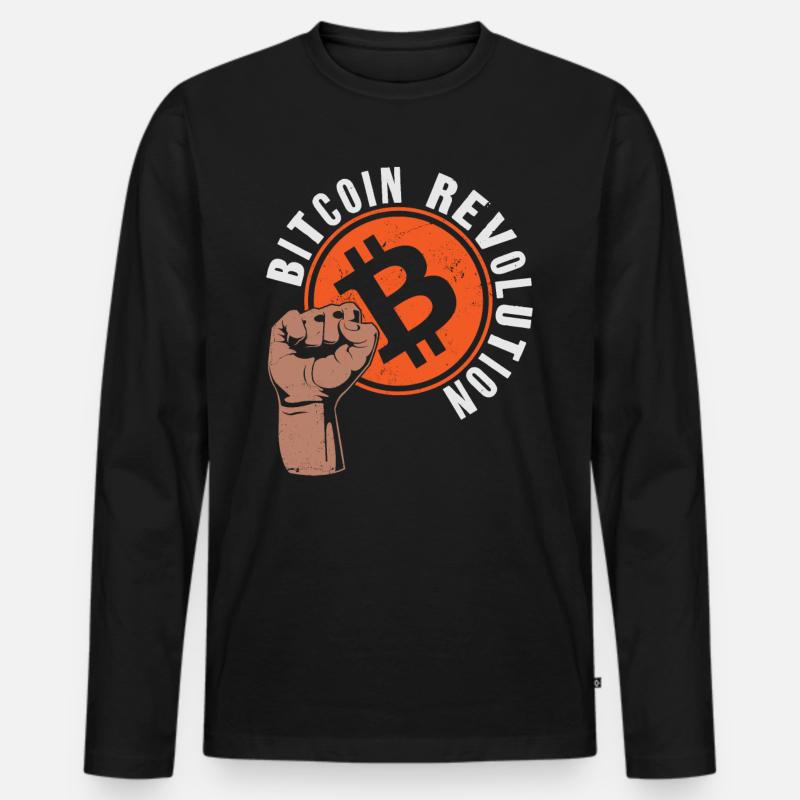 Bitcoin Crypto Revolution Fist - Männer Premium Bio Langarmshirt - Schwarz