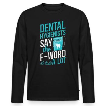 Hygiéniste dentaire Fil dentaire Dentaire - T-shirt manches longues Premium bio Homme - noir - Devant - Nico (187cm)