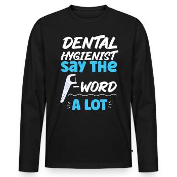 Hygiéniste dentaire Fil dentaire Dentaire - T-shirt manches longues Premium bio Homme - noir - Devant - Nico (187cm)