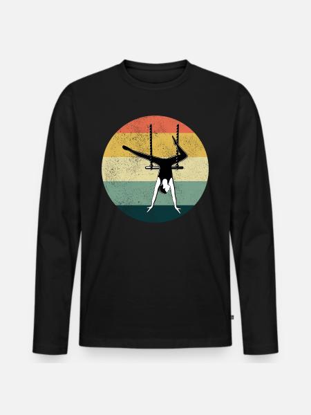 Static Trapeze Artist Circus Gymnastics Vintage - Men's Premium Organic Long Sleeve Shirt - black
