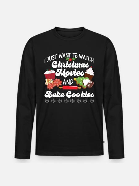Bake Baking Christmas Movie Cookie - Men's Premium Organic Long Sleeve Shirt - black