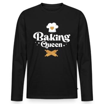 Bake Baking Baking Queen - Men's Premium Organic Long Sleeve Shirt - black - Front - Nico (187cm)