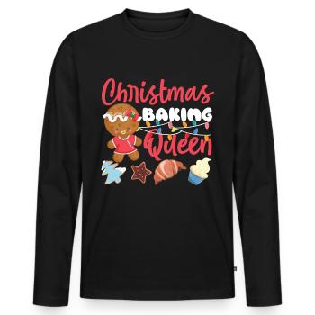 Bake Baking Christmas Gingerbread - Men's Premium Organic Long Sleeve Shirt - black - Front - Nico (187cm)