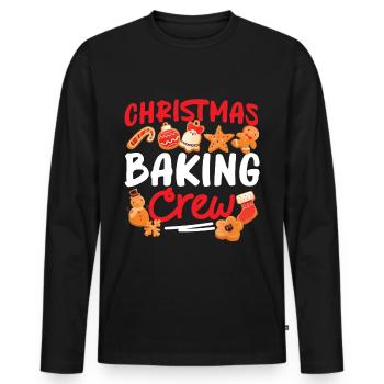 Bake Baking Gingerbread Man - Men's Premium Organic Long Sleeve Shirt - black - Front - Nico (187cm)