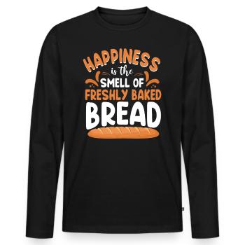 Bake Baking Bread Happiness Is The - Men's Premium Organic Long Sleeve Shirt - black - Front - Nico (187cm)
