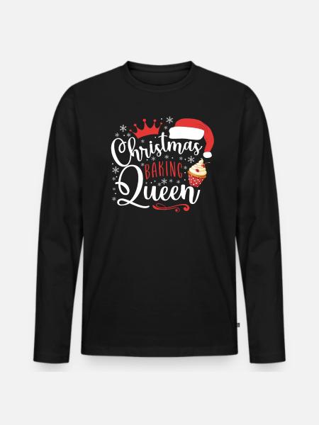 Bake Baking Christmas Cupcake - Men's Premium Organic Long Sleeve Shirt - black