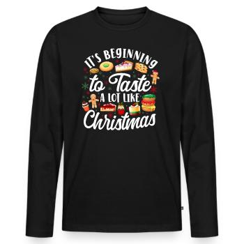 Bake Baking Christmas Cookie - Men's Premium Organic Long Sleeve Shirt - black - Front - Nico (187cm)