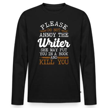 Writing Novel Writer & Published - Männer Premium Bio Langarmshirt - Schwarz - Vorne - Nico (187cm)