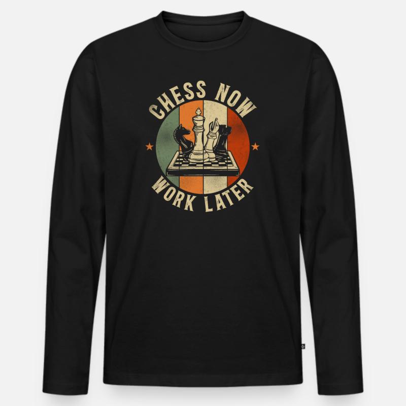 Chess Player Chess Piece Vintage - Männer Premium Bio Langarmshirt - Schwarz