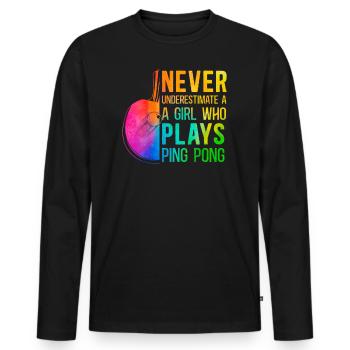 Ping Pong Table Tennis Fille - T-shirt manches longues Premium bio Homme - noir - Devant - Nico (187cm)