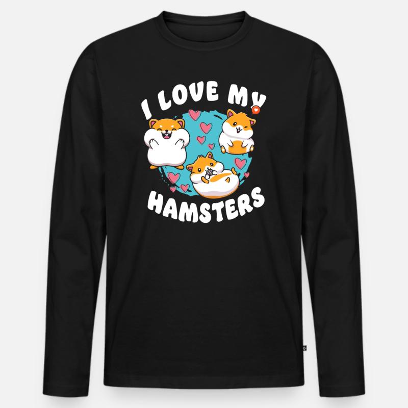 Hamster I Love My Hamsters Squad - Männer Premium Bio Langarmshirt - Schwarz