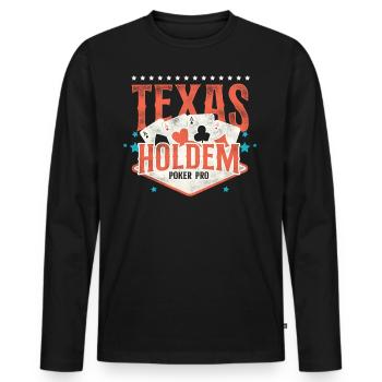 Poker Vintage Texas Holdem Poker - T-shirt manches longues Premium bio Homme - noir - Devant - Nico (187cm)