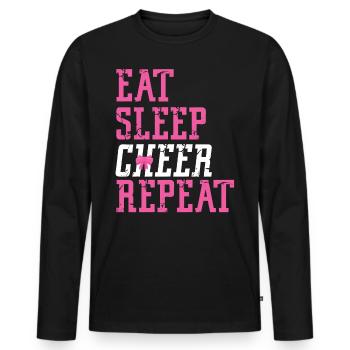Cheer Cheerleading Eat Sleep Cheer - Männer Premium Bio Langarmshirt - Schwarz - Vorne - Nico (187cm)