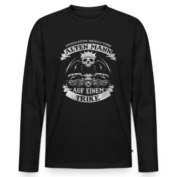 Unterschätze nie einen Alten Mann auf einem Trike - Männer Premium Bio Langarmshirt - Schwarz - Vorne - Nico (187cm)
