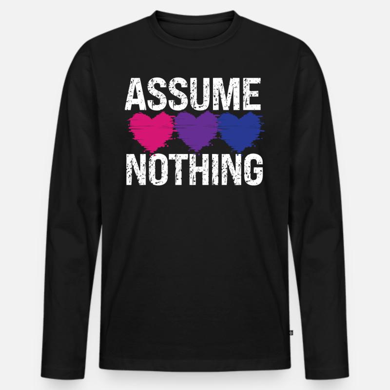 Bisexual Bi Pride Flag Assume - Männer Premium Bio Langarmshirt - Schwarz