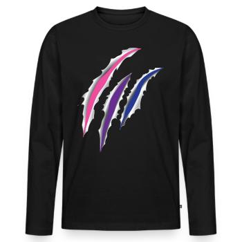 Bisexual Bi Pride Flag Scratch - Männer Premium Bio Langarmshirt - Schwarz - Vorne - Nico (187cm)