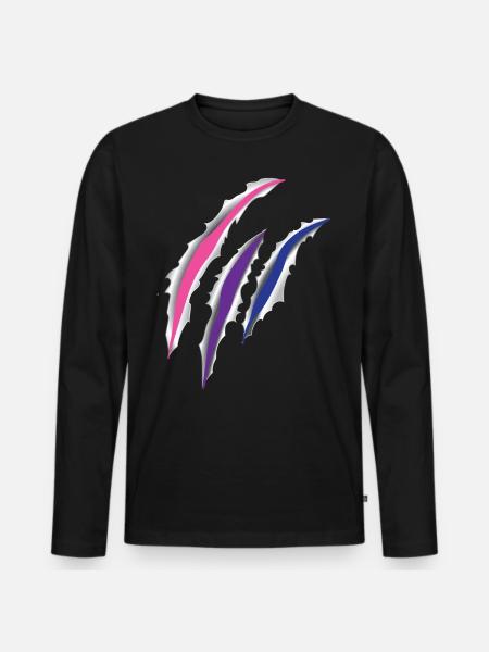 Bisexual Bi Pride Flag Scratch - Men's Premium Organic Long Sleeve Shirt - black