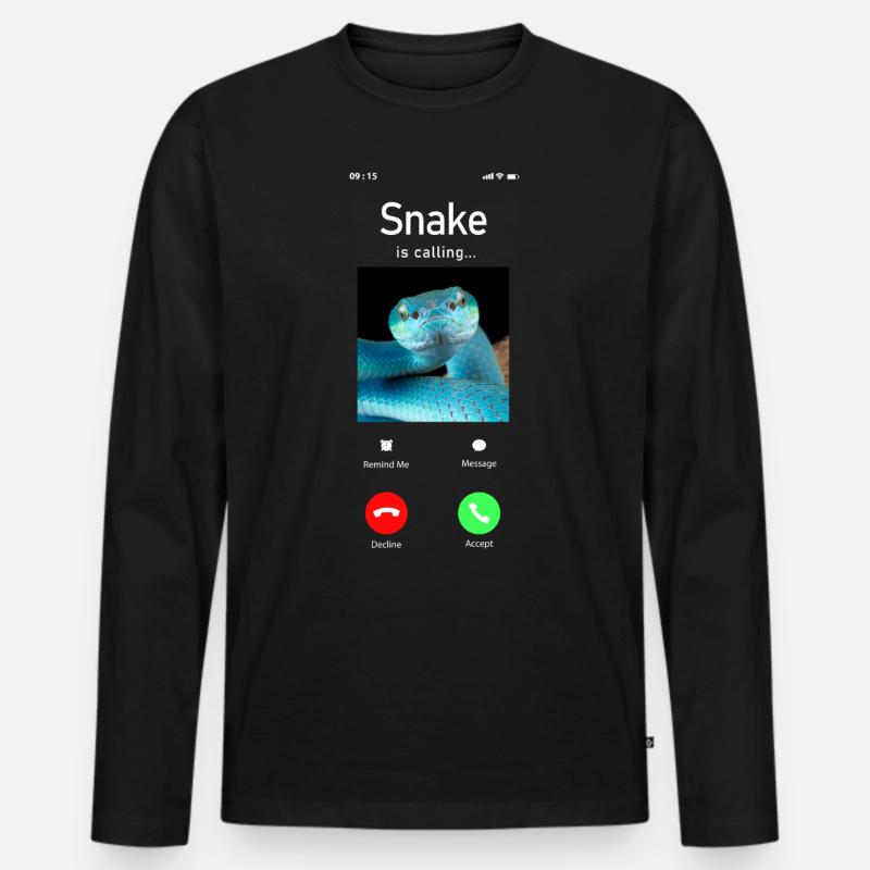 Snake Serpent Phone Display Snake - Männer Premium Bio Langarmshirt - Schwarz