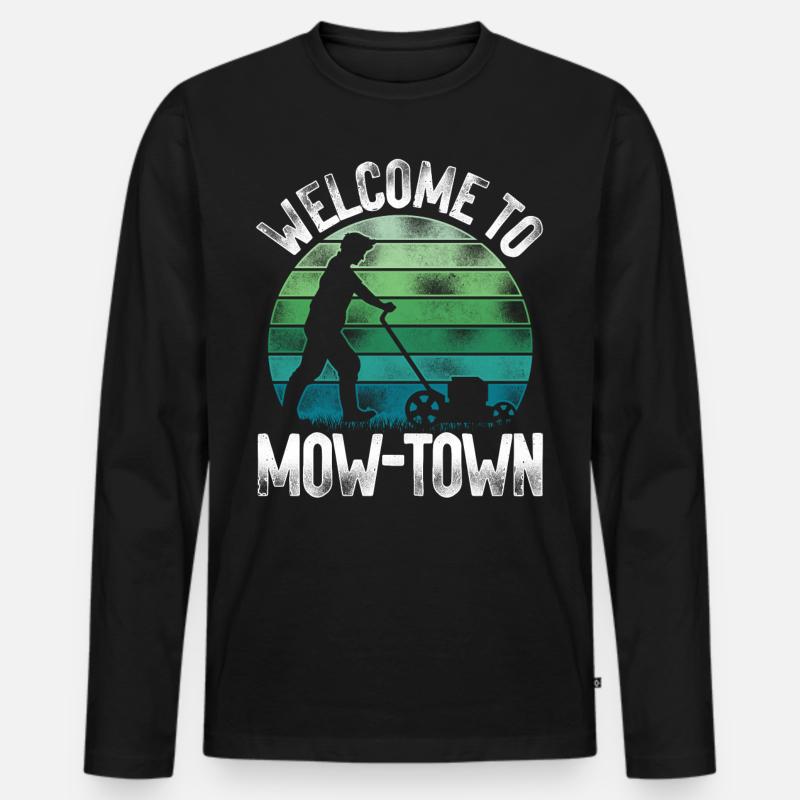 Lawn Mower Mowing Dad Father - Männer Premium Bio Langarmshirt - Schwarz