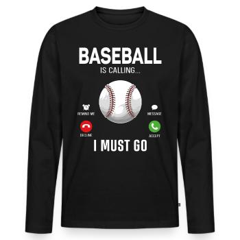 Baseball Fan Phone Display - Men's Premium Organic Long Sleeve Shirt - black - Front - Nico (187cm)