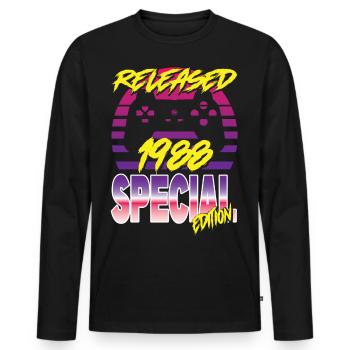 Released 1988 Special Edition - Männer Premium Bio Langarmshirt - Schwarz - Vorne - Nico (187cm)