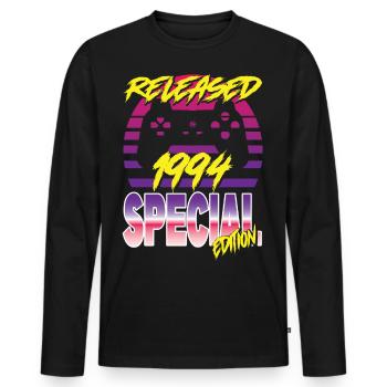 Released 1994 Special Edition - Männer Premium Bio Langarmshirt - Schwarz - Vorne - Nico (187cm)